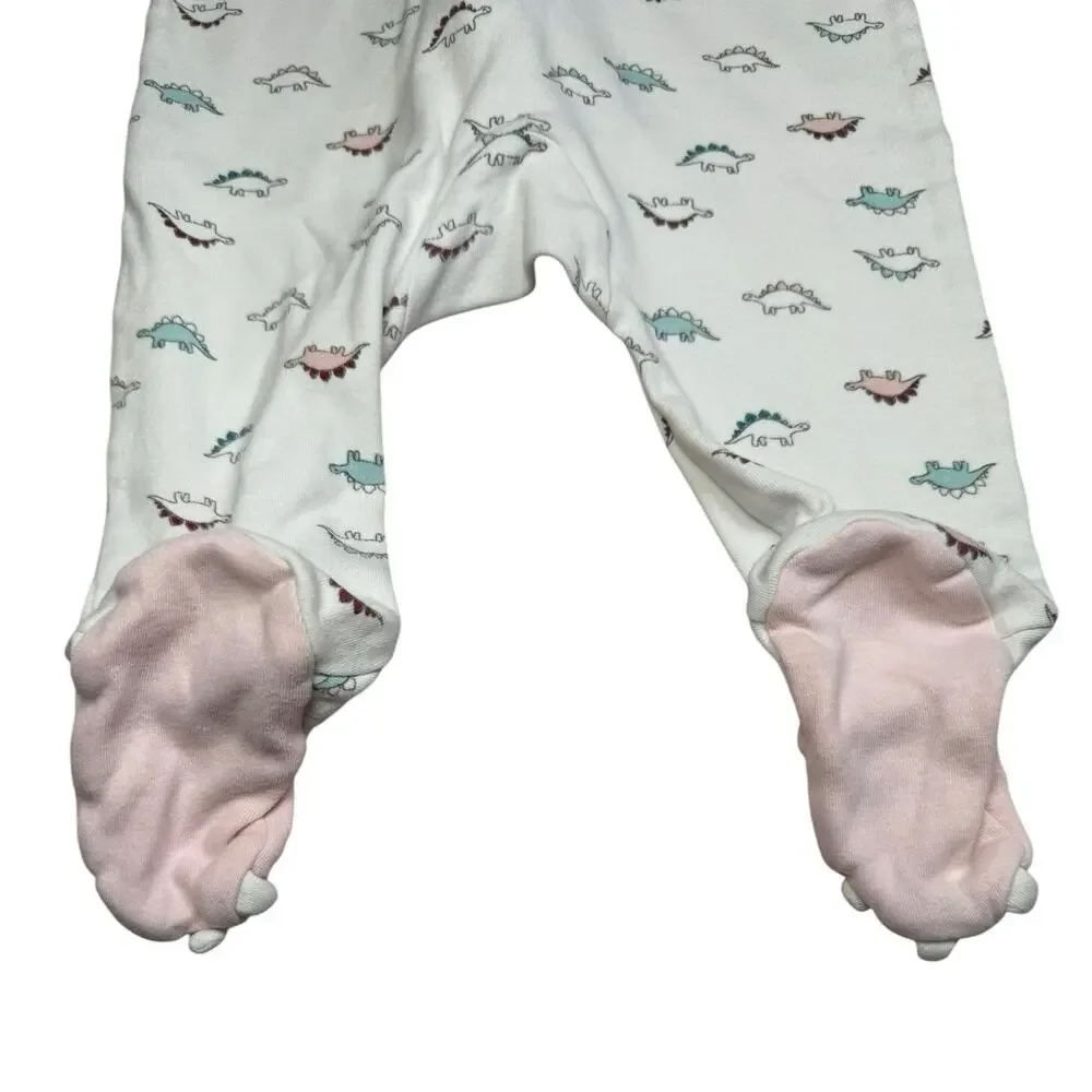 Carters Footie Sleeper Pajamas Baby Girl Dinosaur White 6 Months